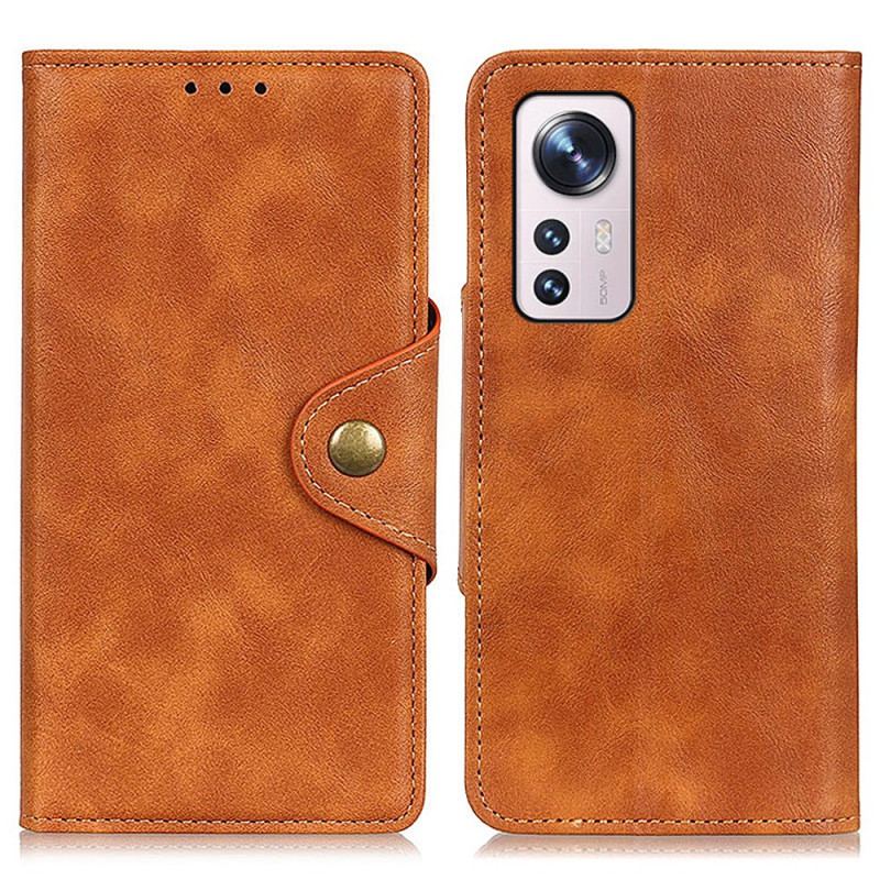 Housse Xiaomi 12 Pro Simili Cuir Vintage et Bouton