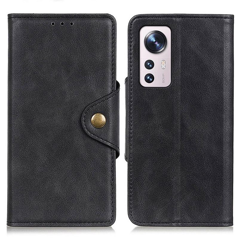 Housse Xiaomi 12 Pro Simili Cuir Vintage et Bouton