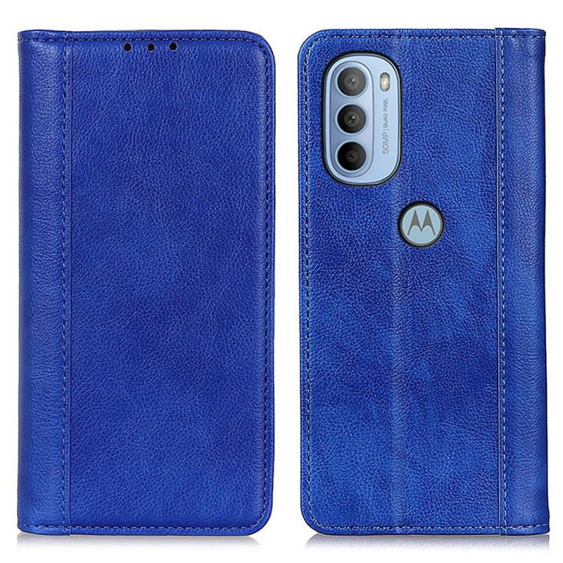 Flip Cover Moto G41 / G31 Cuir Litchi Fendu Élégance