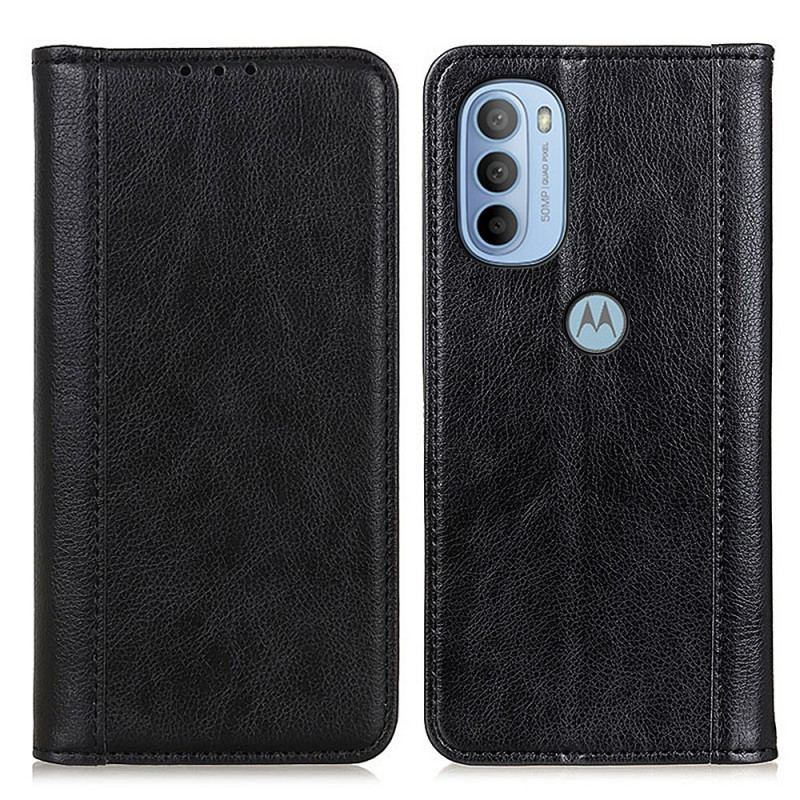 Flip Cover Moto G41 / G31 Cuir Litchi Fendu Élégance