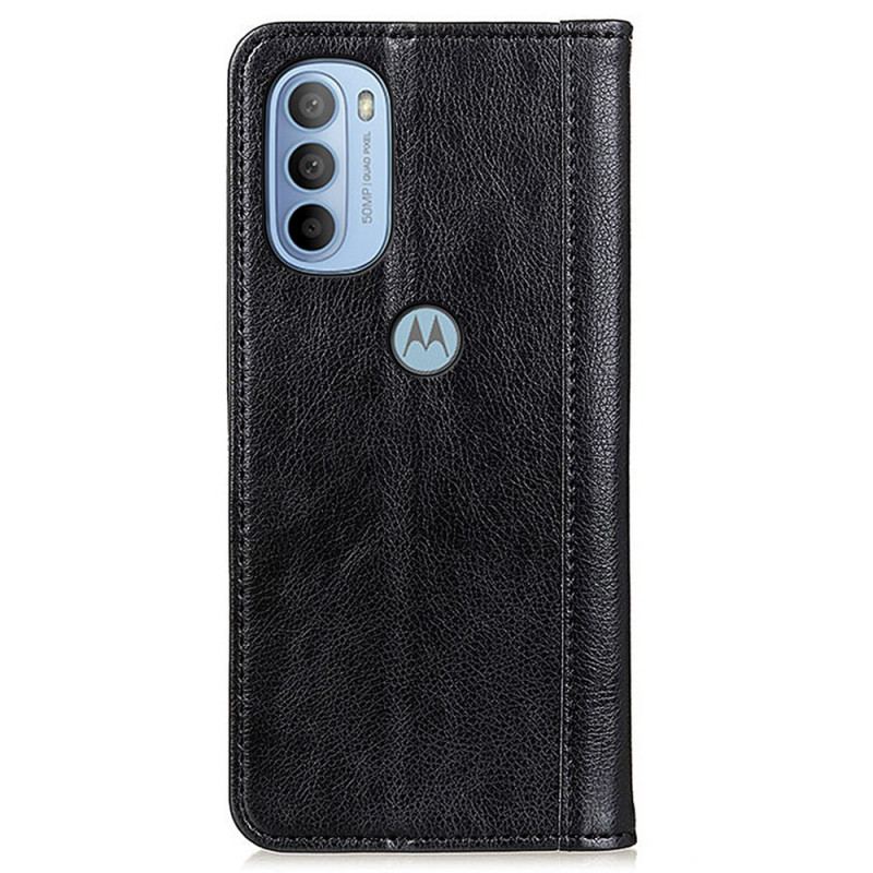 Flip Cover Moto G41 / G31 Cuir Litchi Fendu Élégance