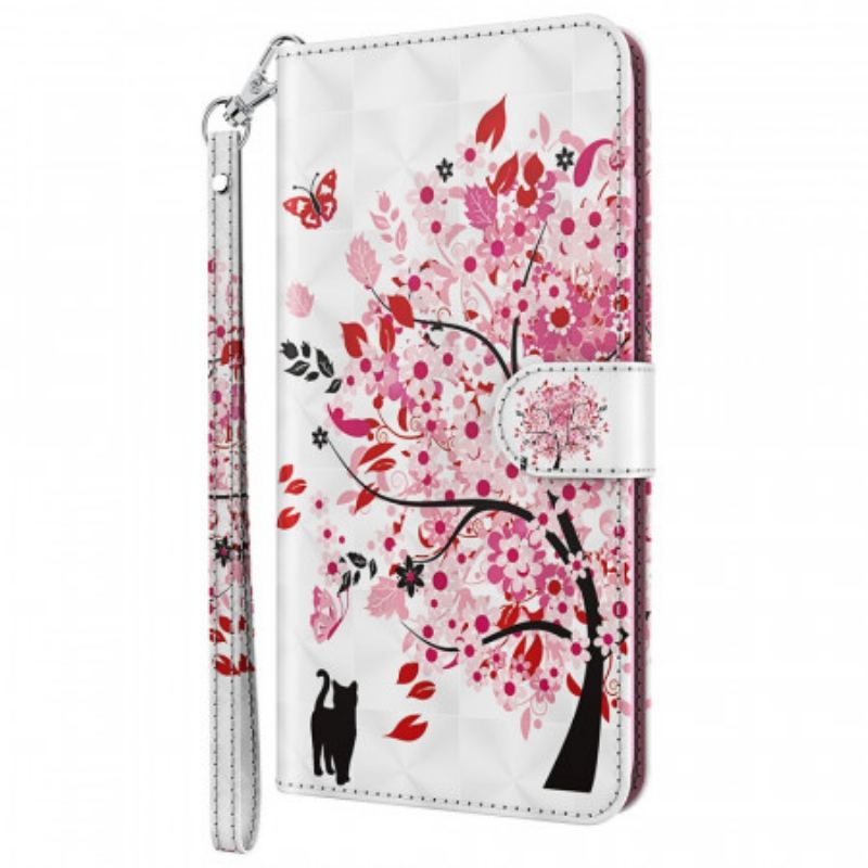 Housse Moto G41 / G31 Arbre Rose et Chat Noir