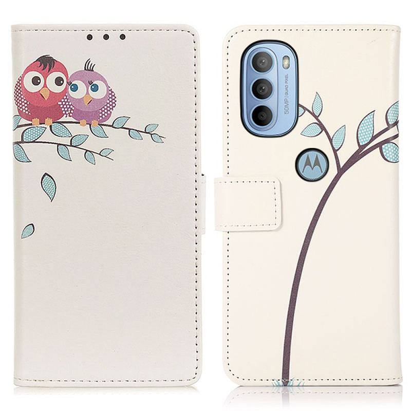 Housse Moto G41 / G31 Couple De Hiboux Sur l'Arbre