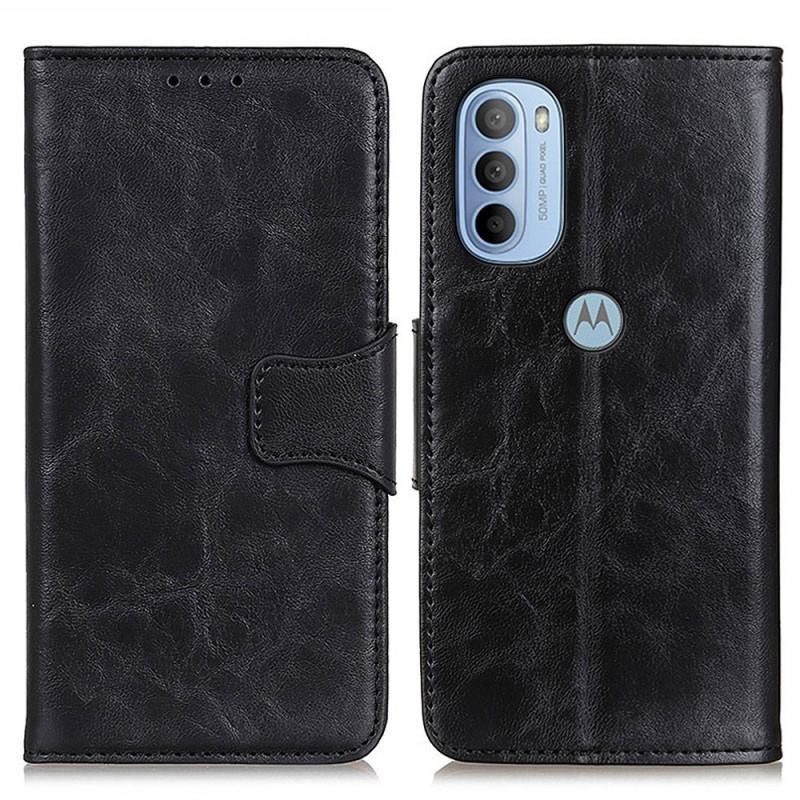 Housse Moto G41 / G31 Cuir Fendu Fermoir Réversible