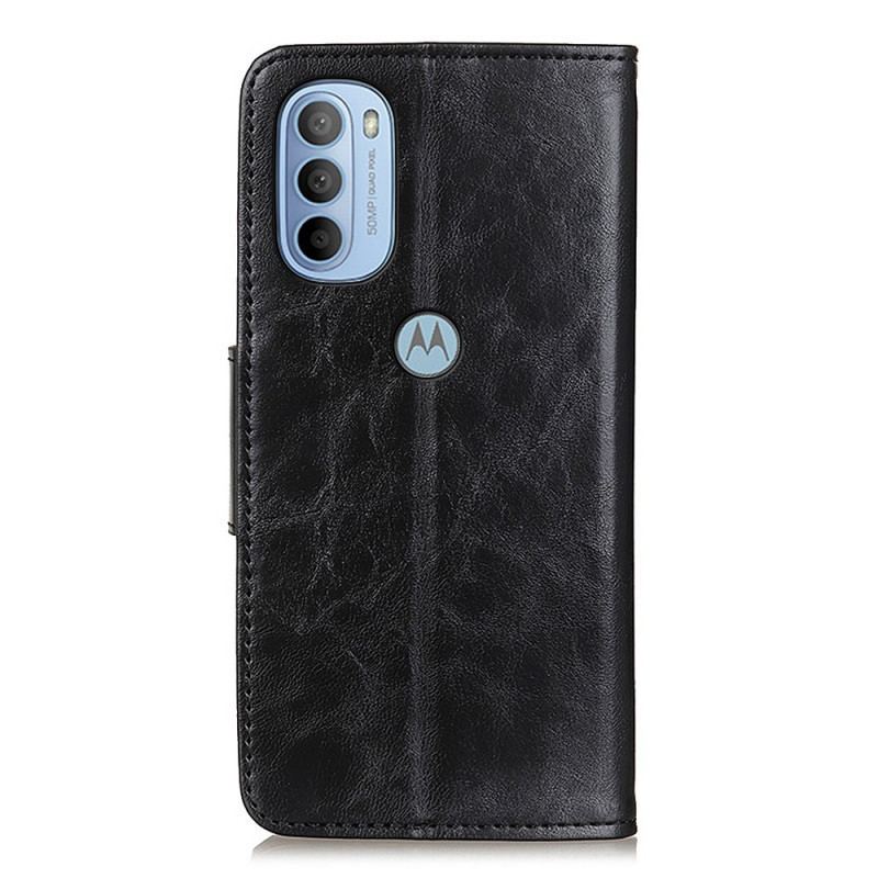 Housse Moto G41 / G31 Cuir Fendu Fermoir Réversible