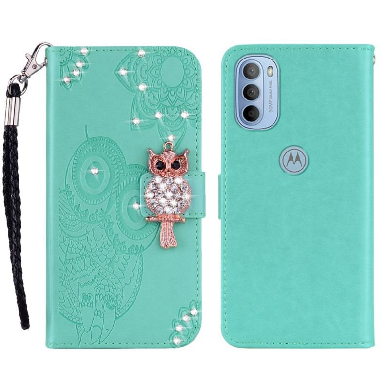 Housse Moto G41 / G31 Hibou Mandala et Breloque