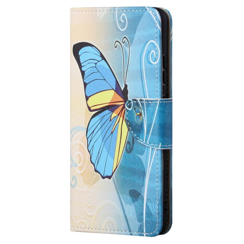 Housse Moto G41 / G31 Papillon Bleu et Jaune