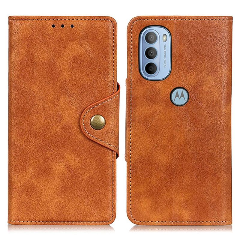 Housse Moto G41 / G31 Simili Cuir Vintage et Bouton