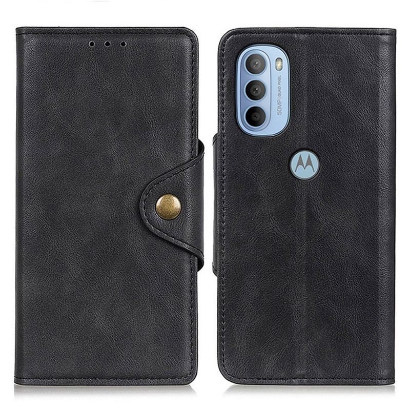 Housse Moto G41 / G31 Simili Cuir Vintage et Bouton