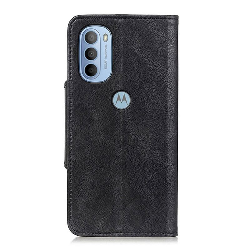 Housse Moto G41 / G31 Simili Cuir Vintage et Bouton