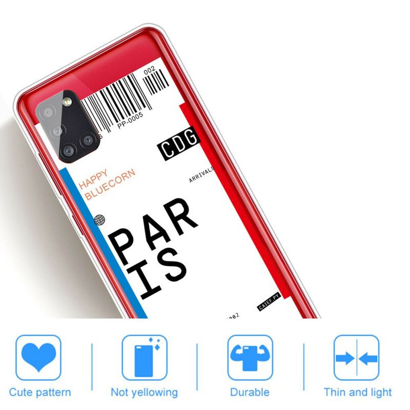 Coque Samsung Galaxy A51 Boarding Pass to Paris