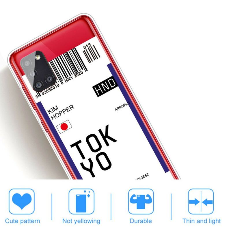 Coque Samsung Galaxy A51 Boarding Pass to Tokyo