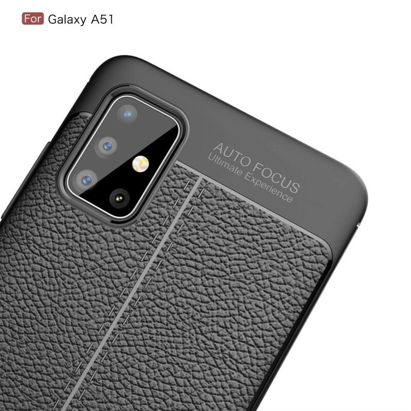 Coque Samsung Galaxy A51 Effet Cuir Litchi Double Line