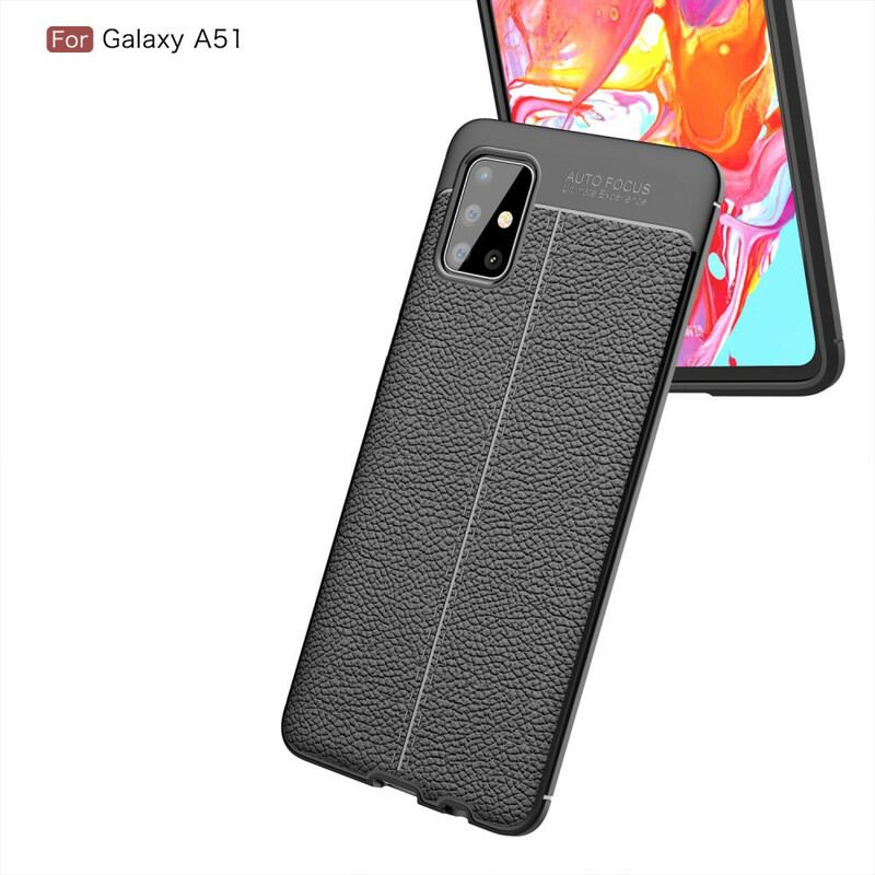 Coque Samsung Galaxy A51 Effet Cuir Litchi Double Line