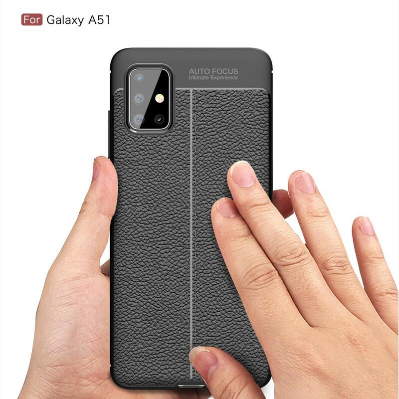 Coque Samsung Galaxy A51 Effet Cuir Litchi Double Line