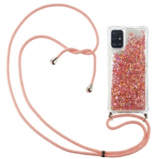 Coque Samsung Galaxy A51 Paillettes avec Cordon