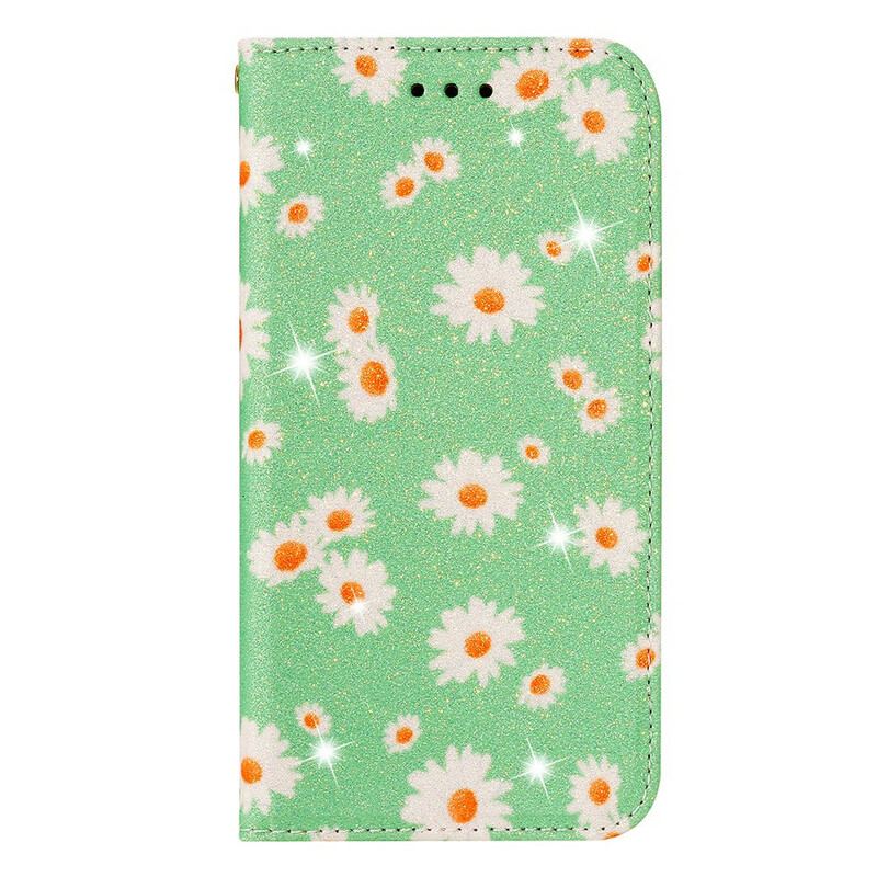 Flip Cover Samsung Galaxy A51 Simili Cuir Marguerites