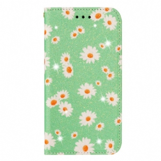 Flip Cover Samsung Galaxy A51 Simili Cuir Marguerites