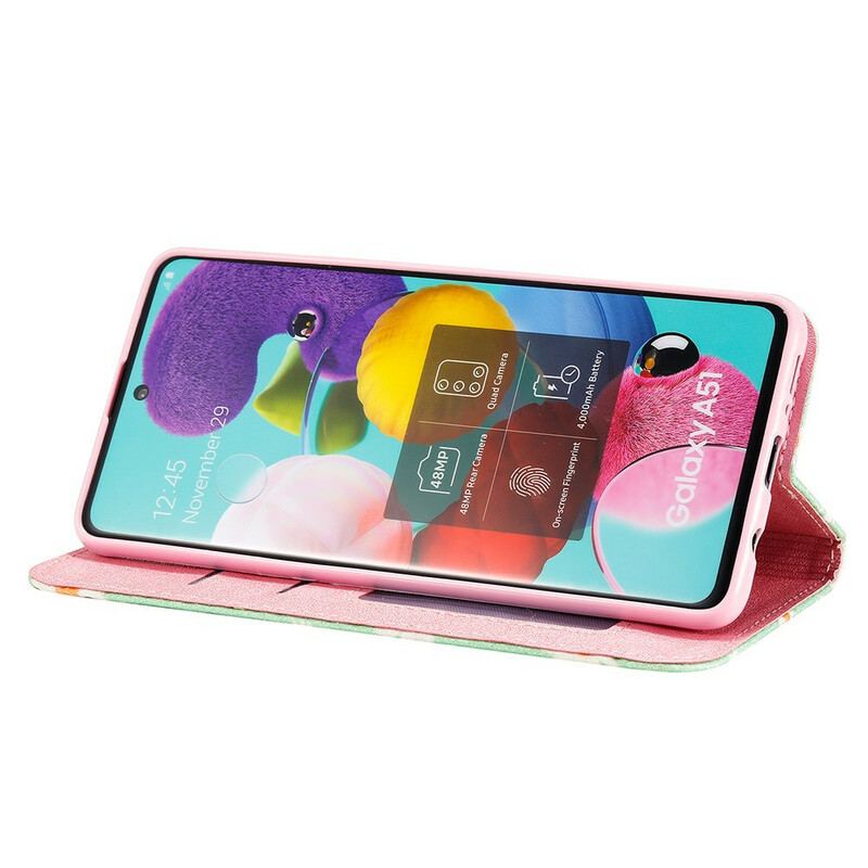 Flip Cover Samsung Galaxy A51 Simili Cuir Marguerites