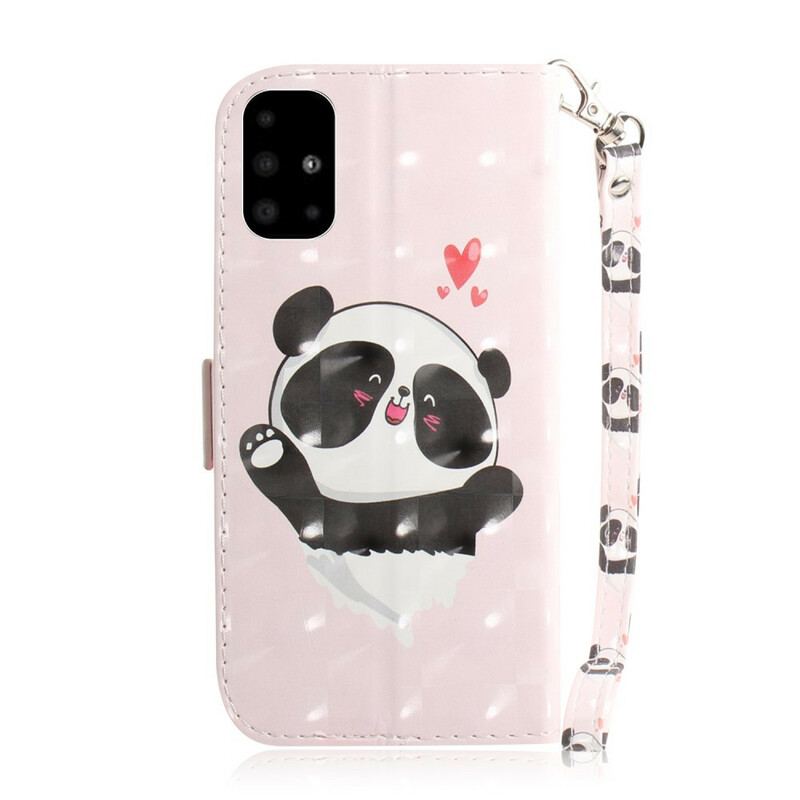 Housse Samsung Galaxy A51 Panda Love à Lanière