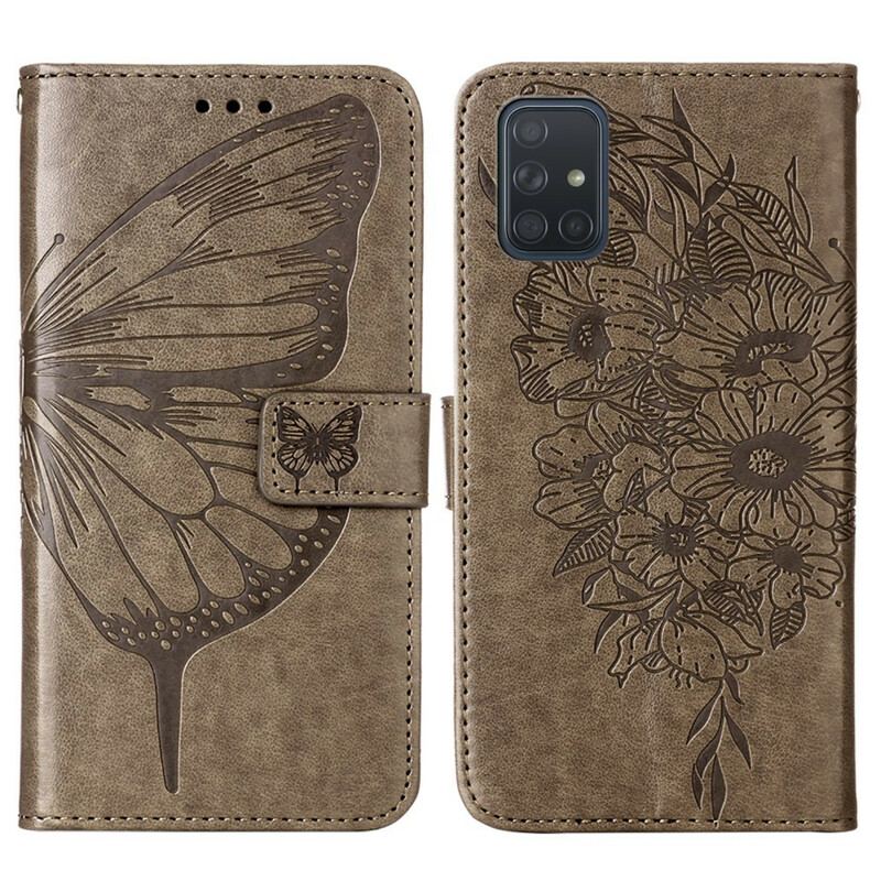 Housse Samsung Galaxy A51 Papillon Design avec Lanière