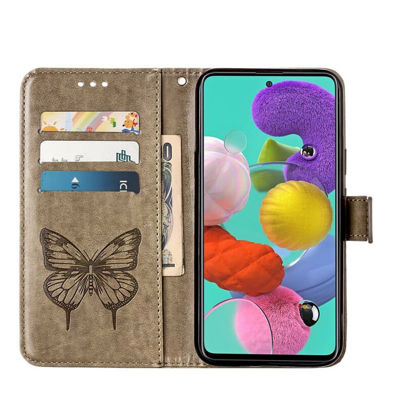 Housse Samsung Galaxy A51 Papillon Design avec Lanière