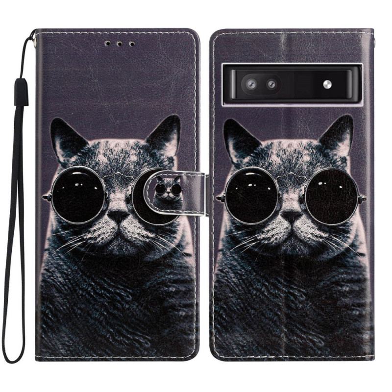 Housse Google Pixel 7A Lunettes de Chat à Lanière