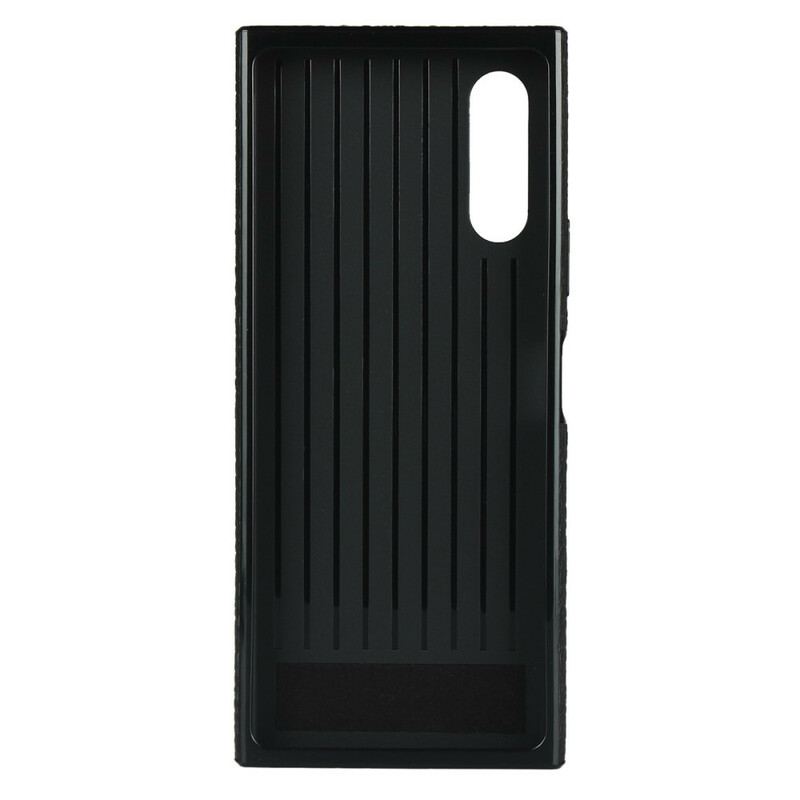 Coque Sony Xperia 10 II Véritable Cuir Litchi avec Lanière