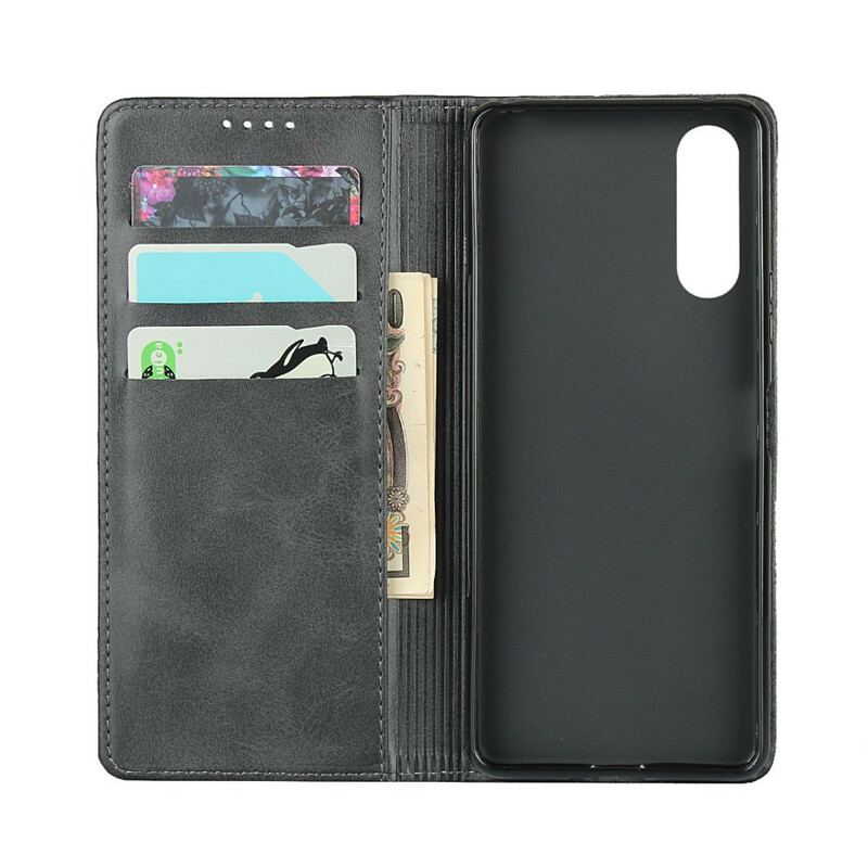 Flip Cover Sony Xperia 10 II Cuir Fendu Élégance